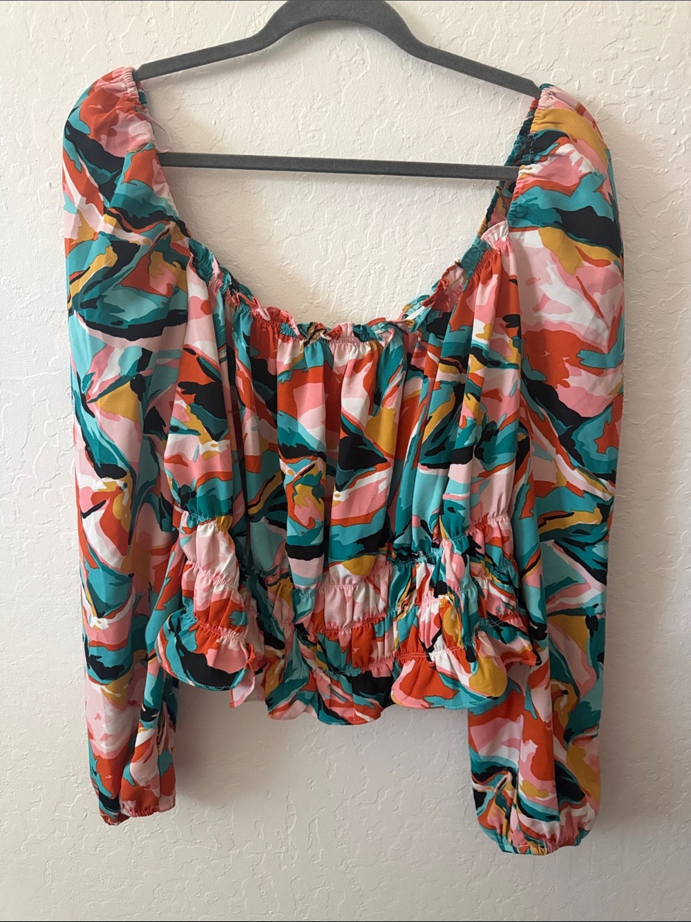 Bar III Multicolor Abstract Off-Shoulder Blouse